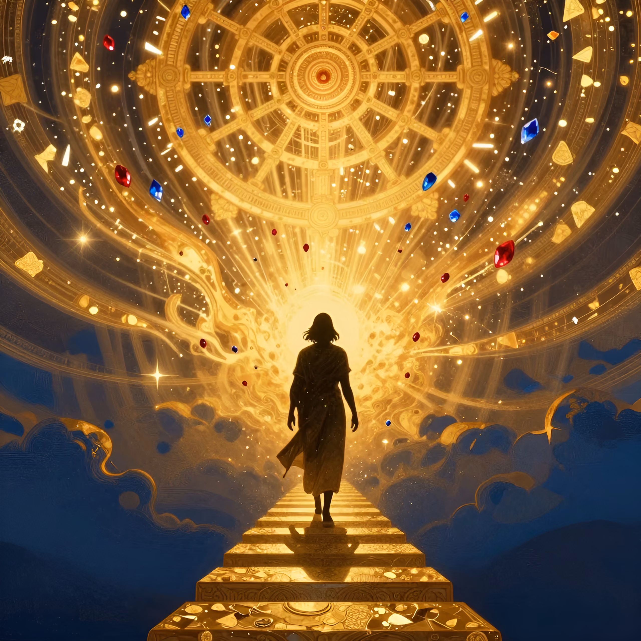 Liberation imagined as light leaving the wheel.