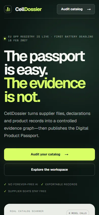 CellDossier catalog audit interface