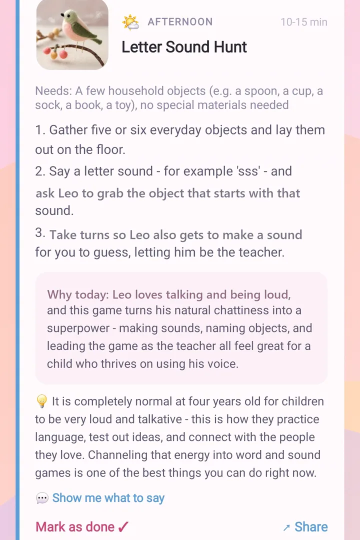 babyplan: One age-perfect activity