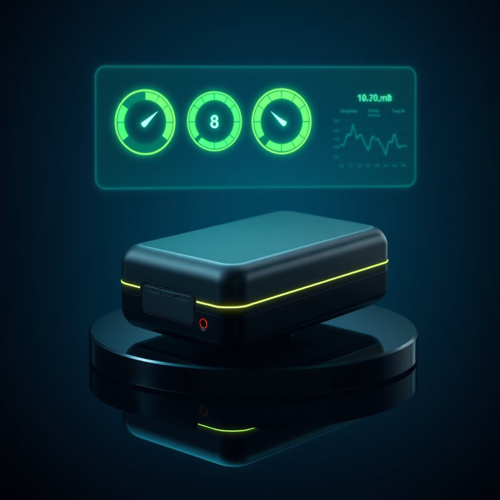 EV battery pack on a service bench with a holographic state of health readout